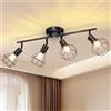 Seruno X Lampada Soffitto Cucina 4 Faretti Orientabili Nero, Base E14 Gabbia Metallica Industriale, Lampadario Vintage per Soggiorno, Camera, Cucina (Senza Lampadine)