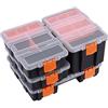 MIXPOWER Set di 4 organizer per attrezzi e parti, versatile e durevole, divisori in plastica rimovibili personalizzabili, stoccaggio e trasporto, nero/arancione