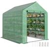 Outsunny serra polivalente serra walk-in con 8 livelli di scaffali Serra per pomodori Serra fredda con porta Acciaio verde PE plastica 244 x 180 x 210 cm