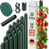 TTL GARDEN Set di 20 bastoncini per piante rampicanti, 240 cm x 16 mm, diametro verde, extra stabili, 16 mm, velcro + clip in acciaio inossidabile rivestito in plastica, supporto per piante, pomodoro