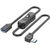 YINGAYOU Cavo USB 3.0 con Interruttore On/Off USB A 90 Gradi con Interruttore Supporta 5Gbps Trasmissione Dati e Funzione di Ricarica, Per PC Portatile, Ventilatore, Lampade (Destra, 15 cm)