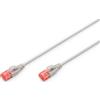 DIGITUS - Cavo patch slim Cat-6, 3 m, schermatura UTP, conduttori in rame - guaina LSZH - Cavo di rete - Grigio, Cat-6 - 3 m, Cavo patch sottile - U-UTP - LSZH