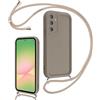 Coalbooliy Cover per Samsung Galaxy A57 con Cordino per Cellulare, Custodia Silicone con Regolabile Collana Sottile Morbida Case Protezione della fotocamera Antiurto con Necklace, Cachi