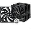 ARCTIC F12 PWM PST (5 Pezzi) - 120 mm PWM PST Ventola PC, Basso Rumore, PWM Sharing Technology PST, 200-1350 RPM, 0,3 Sone - Nero