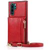 ZORSOME Custodia a portafoglio per Huawei P30 Pro, borsa a tracolla con porta carte, cavalletto, chiusura magnetica con cerniera, cinturino rimovibile, cover posteriore protettiva per Huawei P30 Pro, rosso