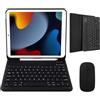 Nsyee Custodia per tastiera da 10,2 e 10,5 pollici con mouse, compatibile con 9a 2021/8a 2020/7a generazione 2019, iPad Air 3 2019, iPad Pro 2017 da 10,5 pollici, tastiera sottile staccabile Bluetooth