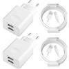 KenSera Caricatore per iPhone, [Certificato MFi Apple] 2-Pack 12W 2Port USB Caricabatterie con Cavo per iPhone 14 13 12 11 Pro Max Plus Mini XS XR X SE 8 7 6S iPad Carica Batteria Presa Alimentatore USB