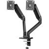 SENSE7 HANG DOUBLE, Supporto Monitor da Scrivania per 2 Schermi 17-32, Braccio Monitor VESA con Estensione Massima 557 mm, 2x9 kg, Rotazione 360°, Gestione Cavi, Montaggio a Morsa o Forato