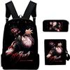 Tongyundacheng Anime BAKI Hanma Yujiro Baki Zaino Set 3 Pezzi con Borsa a Tracolla e Astuccio Ragazzi Ragazze Borsa Scuola Studente Ragazzi Ragazzi Moda Casual Zaino Viaggio