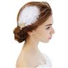 MWOOT 2 Pezzi Fermaglio Capelli Piume Bianche, Fermaglio Capelli Perle Piume Fatto a Mano, Elegante Barrettes Copricapo Feather Hair Clip per Donne Ragazze Matrimonio Halloween Tea Party Decorazione