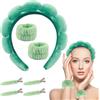 Yeria 1 Fascia Capelli Donna in Spugna per il Trucco, 2 Polsini in Pile per Polso, 4 Fermagli per Capelli - Accessori per la Cura della Pelle, Lavaggio e Doccia Velluto