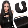 Elailite Extension Capelli Veri Clip Fascia Unica Neri Extensions Ciocca Larga 22cm 100% Remy Human Hair Naturali Lisci Corti 25cm 40g #1B Nero Naturale