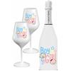 BRANDGIFT.IT Bottiglia Personalizzata Gender Reveal Party Santero 958 Spumante Extra DRY + 2 Calici Personalizzati Abbinati Con Pack in Cartone