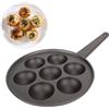Tyenaza Padella Rotonda per Krapfen a 7 Fori in Ghisa, Takoyaki Piastra Antiaderente, Padella con Manico, Padellas per Occhi di Bue, per Lumache, Poffertjes Maker