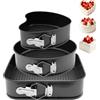EUBSWA Stampo a cerniera a forma di cuore 20/rotondo 22/quadrato 24 cm - 3 pezzi di teglia per torte con rivestimento antiaderente per stampo, teglie, tortiera, teglie per dolci