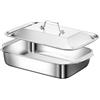RANRAO Teglia per lasagne in acciaio inox con coperchio, 45,7 x 27,9 cm, profonda per casseruole, arrosti, forno sicuro per cucina domestica