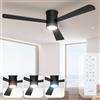 Noaton® Zoya nero Ventilatore da Soffitto con Luce e Telecomando, LED Dimmerabile 22,9 W, 3 Temperature di Colore, 3 Pale, Timer, con Motore DC 34 W, 6 Velocità, Ø132 cm, Silenzioso