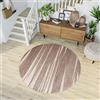TAPISO Sari Tappeto Salotto Moderno Rotondo Pelo Corto Beige Scuro Astratto Salotto Sala Camera Oeko-Tex 130 x 130 cm