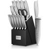 FOHERE Set Coltelli da Cucina Professionale con Tecnologia Avanzata di Affilacoltelli, 14 Pezzi, Coltelli da Cucina in Acciaio Inossidabile, Ceppo Coltello in Legno, Forbici da Cucina