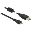 DeLOCK 2m, USB 2.0-A/USB 2.0 Micro-B cavo USB USB A Micro-USB B Nero