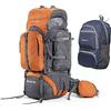 Tripole Walker Zaino Trekking 55 Litri per Uomo e Donna con Telaio Interno e Parapioggia - Zaino con Scomparto Laptop 17, Zaino da Campeggio e Viaggio, Verde Mare