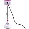 Ruilogod Camera Fucsia Bianco collo flessibile USB Webcam PC w microfono