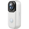 Zoegneer Action camera 4K con pollice compatto, design con mani grandangolari, 142 gradi, IP65, impermeabile, da indossare per viaggi, avventura, ufficio, casa, con cordino magnetico, TF(bianco)