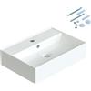 AQUABATOS Lavabi in ceramica angolare 50 x 35 cm, lavabo a incasso per mobile da bagno, lavabo per bagno degli ospiti, sospeso, lavabo a parete, bianco, con foro per rubinetto, troppopieno, viti di fissaggio
