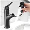 smtfcty Rubinetto da bagno con doccetta estraibile, ad alta pressione, miscelatore monocomando con 3 tipi di getto, adatto per il bagno (Grigio canna di fucile) (nero)