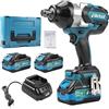 Victool Chiave a Impatto Senza Fili Brushless 3/4 - 1000N·m, 2 x 4.0Ah Batterie, 3 velocità, 21V Avvitatore A Impulsi per Manutenzione di Veicoli Pesanti, Furgoni, macchine