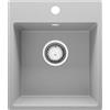 PRIMAGRAN Lavello da Cucina Grigio 38x44cm, Lavandino in Granito a 1 vasca + Sifone Classico, Lavabo da Cucina Incasso al Mobile 40cm - Riga Easy S005