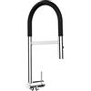 VIZIO Rubinetto miscelatore cucina fontana lavello abbattibile sottofinestra 45mm canna nera movibile ribaltabile e doccia 2 getti staccabile