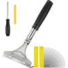 ANOMM Raschietto per Pulizia, Raschietto per Piastrelle con Impugnatura Morbida con 20 Lame in Acciaio Inox, Pulitore per Vetri con Cacciavite, per Piastrelle, Vetro, Finestre (Argento-23cm)