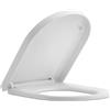 TOREOKO Tavoletta WC Forma D Bianca a Chiusura Rallentata, Copriwater Forma D per Sanitari Moderni, Sedile WC Bianco con Sgancio Rapido