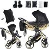 Junama Passeggino TRIO Hand Craft 05 Nero e Oro - 2in1 3in1 4in1 + ombrellino (2 in 1 con Adattatori)