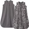 Mosebears Sacco nanna Estivo per Bambini, 0,5 Tog 100% Cotone Traspirante (Grigio scuro, M (6-12 mesi))