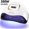 DianaBeauty 380W Lampada UV a LED Essiccatore per unghie Lampada per asciugare lo smalto gel con 4 impostazioni timer Sensore automatico Luce per unghie professionale