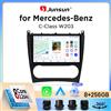 Junsun Autoradio Junsun Wireless CarPlay Android Auto per Mercedes-Benz Classe C (W203) 2000-2007 con ventola di raffreddamento integrata, navigatore GPS Android, lettore multimediale, WiFi, DSP, RDS, BT,