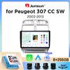 Junsun Autoradio Junsun Wireless CarPlay Android Auto per Peugeot 307 (Hatchback/SW/CC) 2001-2008 con ventola di raffreddamento integrata, navigatore GPS Android, lettore multimediale, WiFi, DSP, RDS, BT,