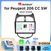 Junsun Autoradio Junsun Wireless CarPlay Android Auto per Peugeot 206 (Hatch/CC/SW) 1998-2012 con ventola di raffreddamento integrata, navigatore GPS Android, lettore multimediale, WiFi, DSP, RDS, BT, SWC,