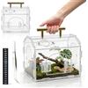 ZHITENG 360°Terrario per Rettili Acrilico Con Maniglia, (17x15x12 CM)