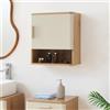 [en.casa] Armadietto a Muro con Anta Mobiletto da Parete con Vano Aperto e Ripiano Pensile Multiuso con Mensola per Bagno Cucina Ingresso 50 x 45 x 24 cm - Effetto Rovere/Avena Oatmeal