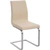 CLP Sedia da pranzo Belfort in tessuto, cantilever moderno con seduta imbottita & schienale alto, struttura in acciaio inox, Colore:crema