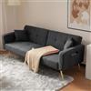 Soweiz Divano letto con funzione letto, angolo regolabile, gambe dorate, con cuscino e tasche laterali, morbido comfort, 175 x 64 x 72 cm (grigio scuro)