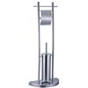 BAKAJI Piantana Bagno Portarotolo e Portascopino Acciaio Cromato a Piantana da Terra WC Altezza 84 cm
