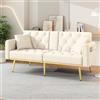 NADEUSAK Divano letto doppio pieghevole, beige, 80 x 180 cm, con funzione sdraio, tre angoli di inclinazione regolabili e portabevande, adatto per soggiorno, camera da letto, camera degli ospiti