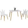 AIYAPLAY Set Tavolo e 2 Sedie per Bambini 3-6 Anni, Tavolo per Bambini Ondulato e Sedie con Schienale a Corona, Bianco