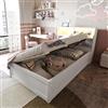 Rosebibi Divano letto 90x200 con presa multipla e scomparti multipli, barra luminosa, letto idraulico, letto singolo, legno bianco