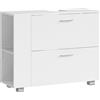 VASAGLE Mobile Sottolavabo da Bagno con 2 Cassetti Ampi, Scomparti Aperti Laterali Montabili a Sinistra o Destra, Gande Apertura per Sifone, Montaggio Facile, 30 x 80 x 64 cm, Bianco Nuvola BBK502W01