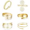 YANJINGHE 4 Pezzi Bracciale Oro Donna, Bracciale da Braccio Superiore Regolabile, Bracciali Dorati per la Parte Superiore del Braccio, Braccialetto Avvolgente per Braccio, per Donne E Ragazze (D)